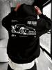 Men's Casual Car Print Hoodie- Blend, Drawstring and Kangaroo Pocket, Loose Pullover Sweatshirt, P