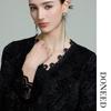 DONEED French Style Lace Trim V-Neck Long Sleeve Blouse
