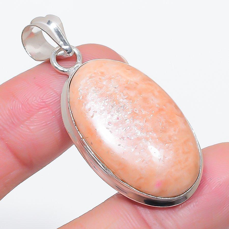 

Натуральный оранжевый авантюрин 925 стерлинговое серебро ювелирный кулон 1,89 z5S52