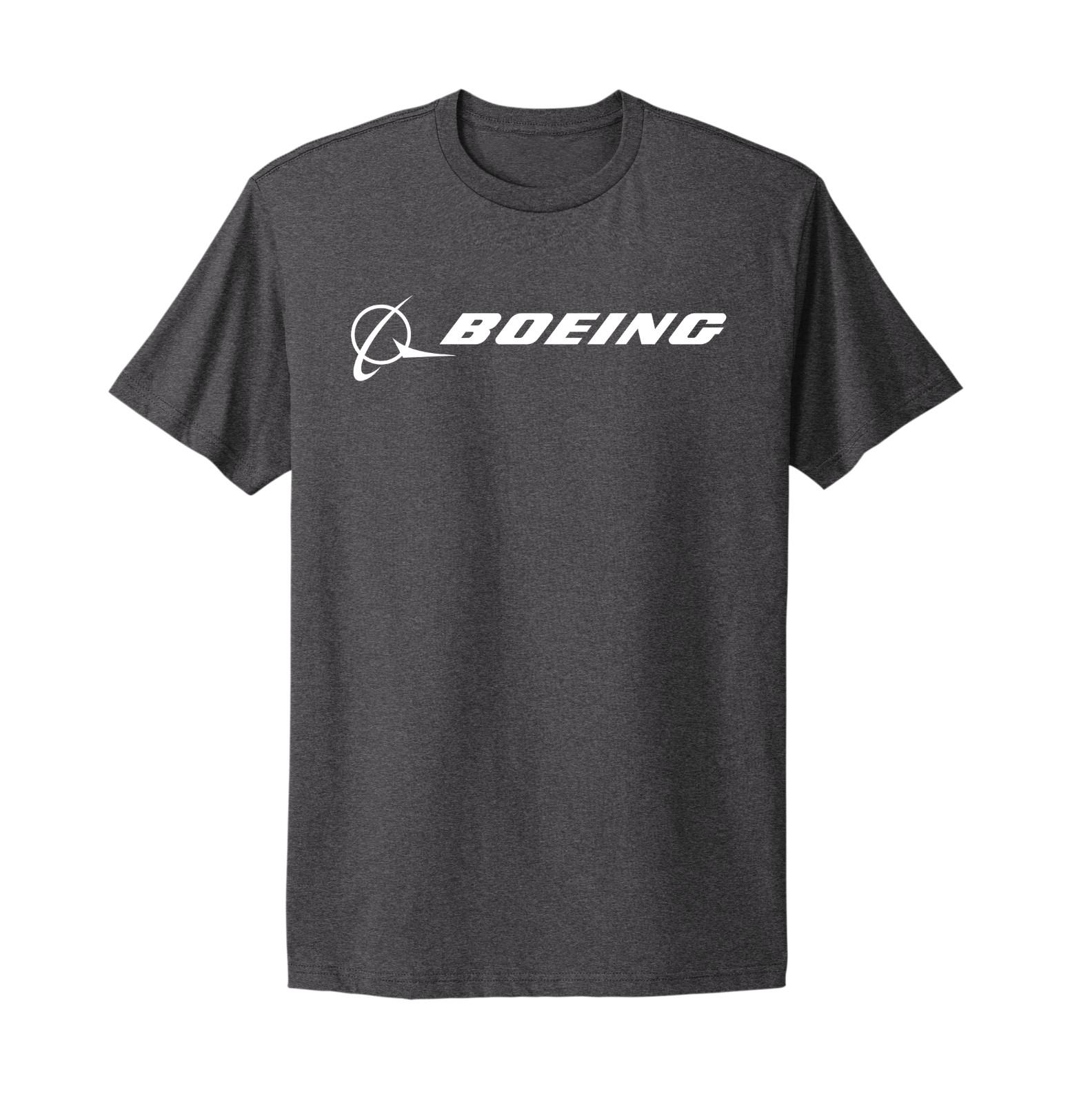 Boeing Aerospace Aviation American Aircraft Company Logo Grey T-shirt L