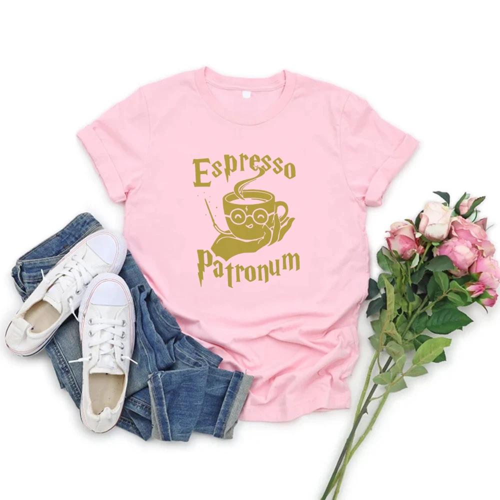 Espresso Patronum T-Shirt HS Shirts Geschenk für Kaffeeliebhaber Zauberer T-Shirt Damen Grafik T-Shirts Kurzarm T-Shirt