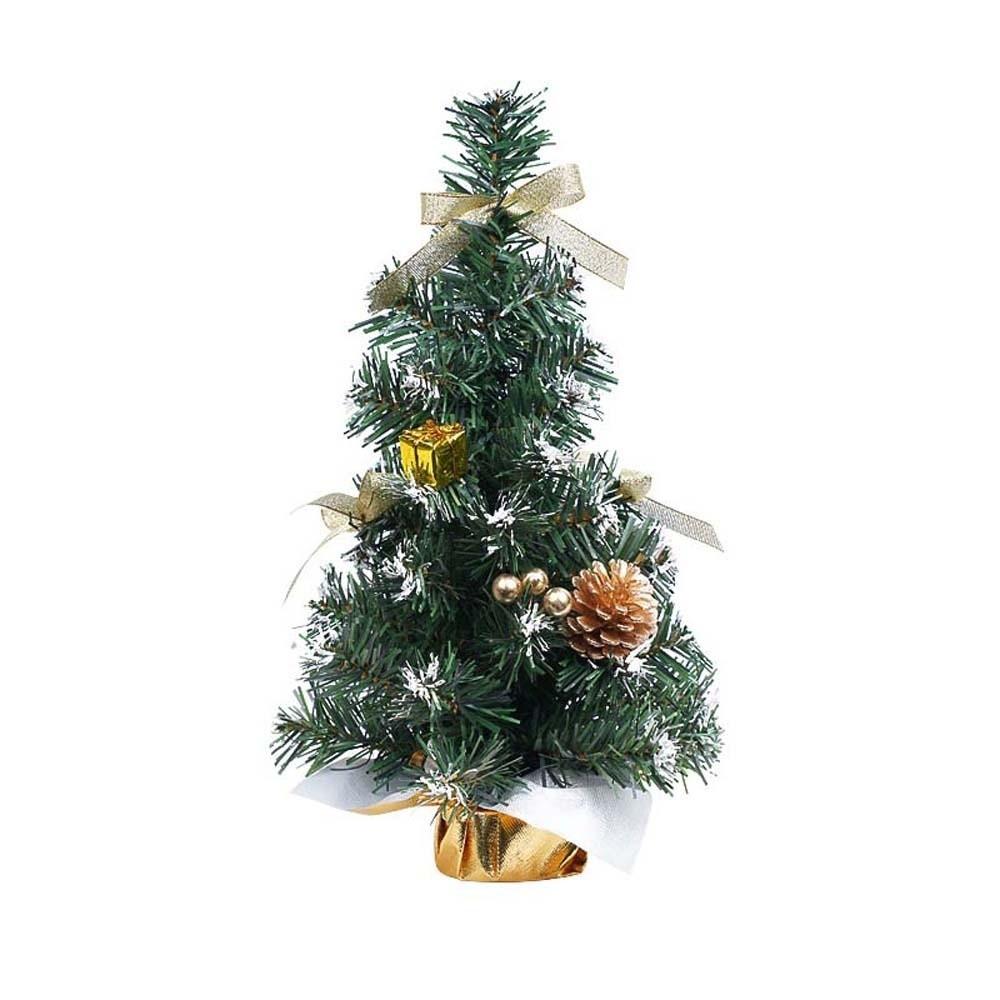 Three Sizes Mini Christmas Tree Pine Needles Golden Silver Red Desktop Xmas Ornament Pre Decorated Lightweight PVC