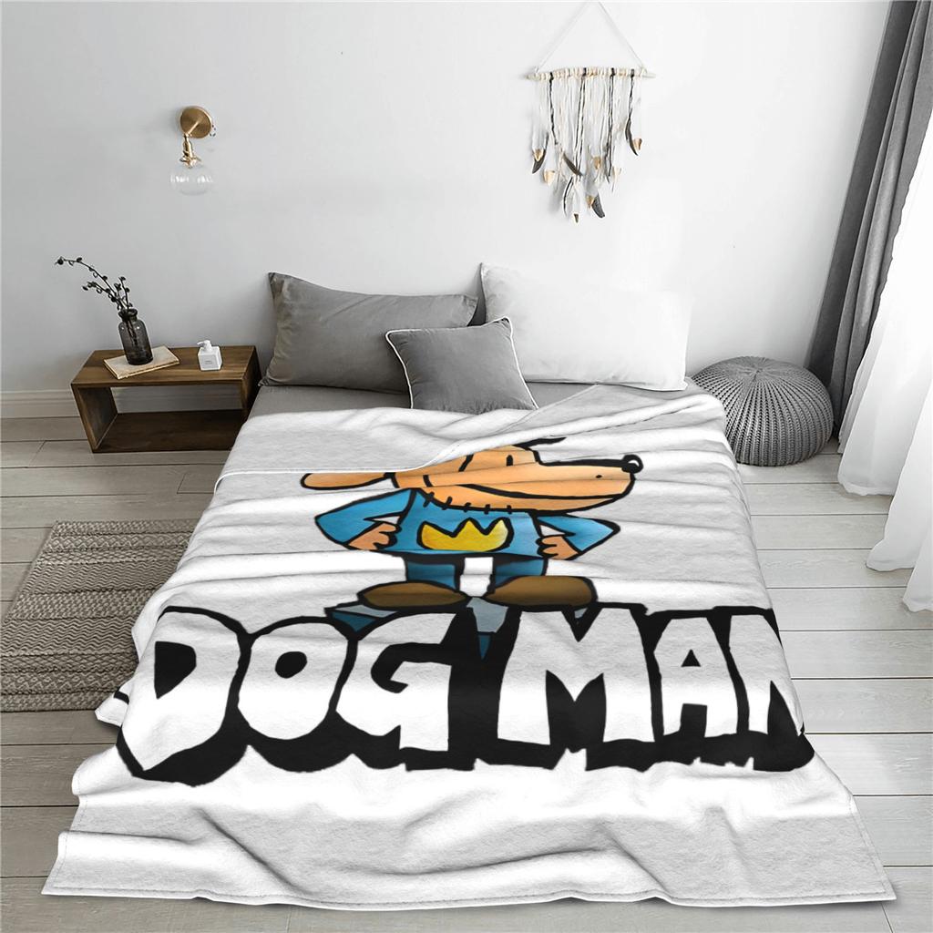 Dogman Cool Manga Comic Fleece Blankets Dog Man Funny Throw Blanket for Bed Sofa Couch 200x150cm Rug Piece Lightweight Thin