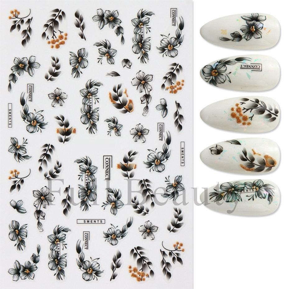 

3D золотые наклейки для ногтей цветочные растения наклейки для ногтей цветочные мраморные цветочные ползунки маникюрные украшения