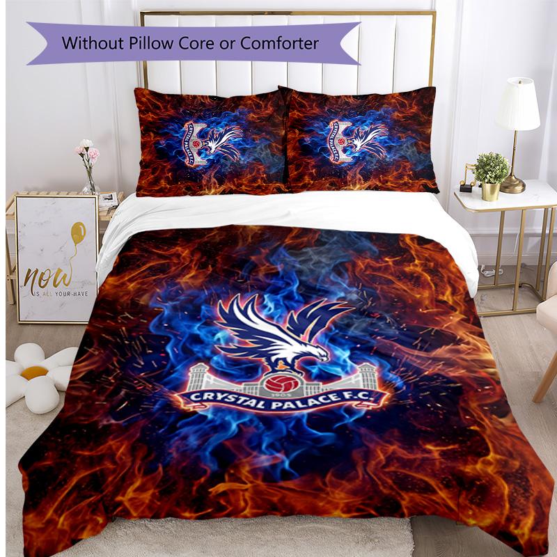 Crystal Palace Football Printed 3 Pieces Bedding Set, Comfortable Skin Friendly Bedroom Duvet Cover Set