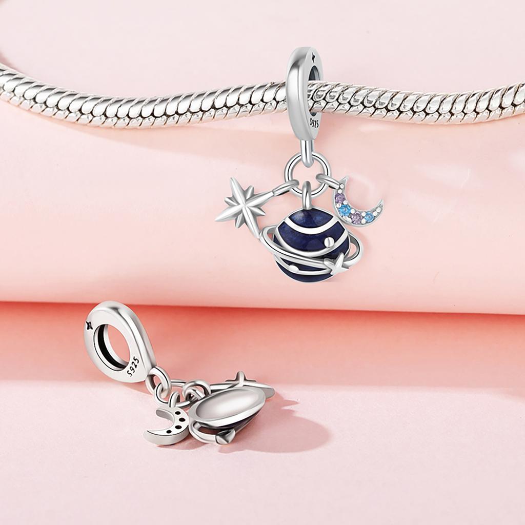 Original Copper Charms Luxury Star Moon Sun Pendant Beads Fit Bracelet Diy Women Making Delicate Gift