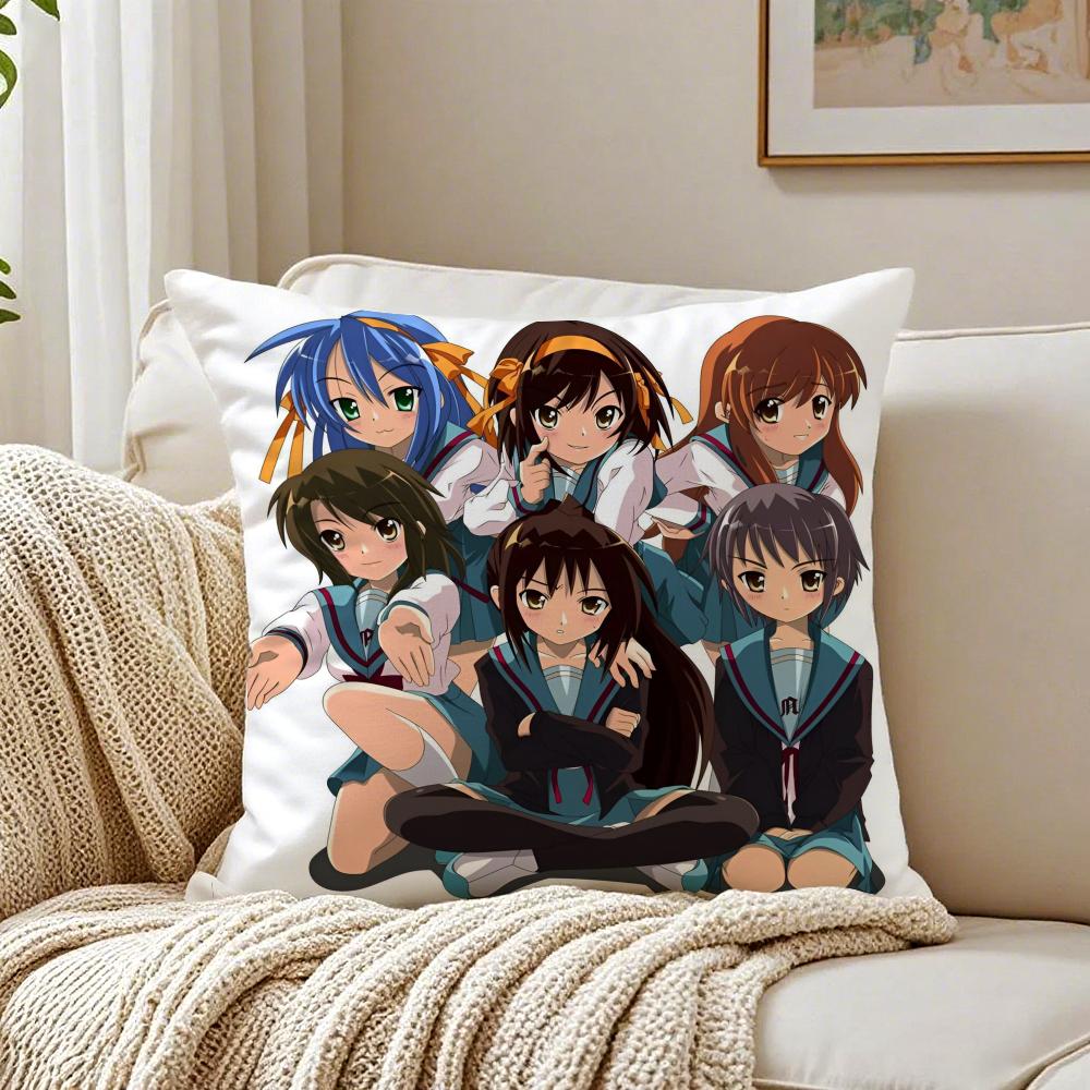 Classic Anime TThe Melancholy of Haruhi Suzumiya Cushion Cover Pillowcase Antidustmite living Room Sofa Decor Cushion Room