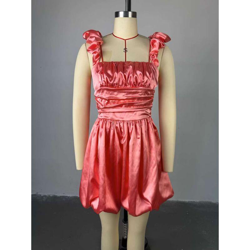 

Fashion Wind New Arrival Summer Temperament Camisole Tube Top High Waist Bud Short Dress Sling Sexy Dress Pink XL