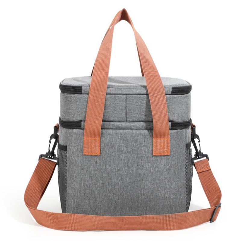 Double Layers Thermal Lunch Bag Large Capacity Lunch Box Portable Crossbody Outdoor Picnic Bag Ice Pack Multi Functional Waterproof Handbag Bento Bag