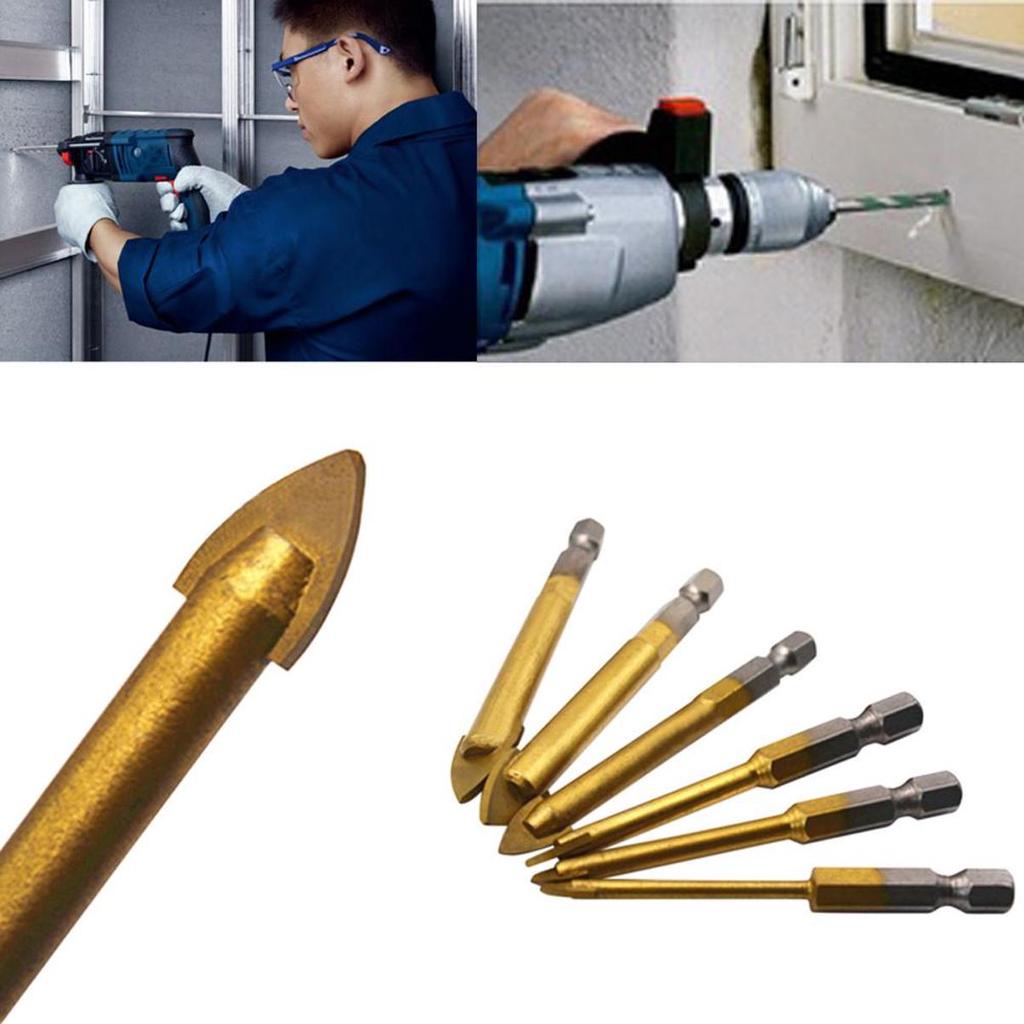 Buy 6 Pcs Tungsten Carbide Glass Drill Bit Set Titanium Coated with 1/4
