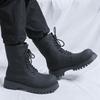 Big Head Martin Boots Men's Thick-soled Height-increasing Locomotive Boots Big Head Carbon Black Derby Boots-R