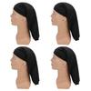 4pcs Dreadlock Cap Wide Elastic Long Braid Cover for Full Hair Night Sleep Bonnet for Men Women Black One Side Open