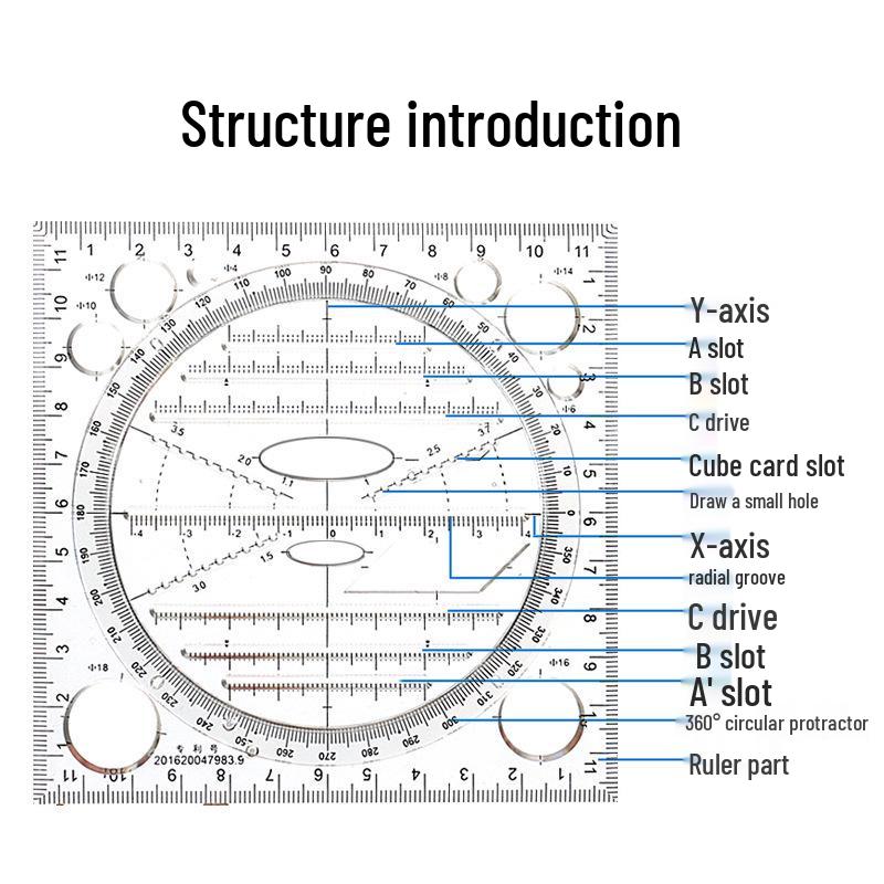 Multifunktionale Geometrische Zeichen- und Messlineal-Schablone