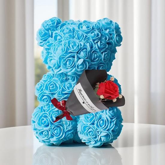 Cute Bear Artificial Rose Flower with Gift Box Valentine's Day Gifts for Mom Wife Grandma Girlfriend Sister In Mother's Day Birthday Anniversary