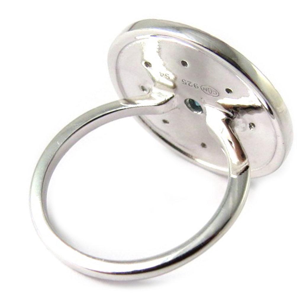 Bague Argent 'Navajos' turquoise argenté (rhodié) - 21 mm