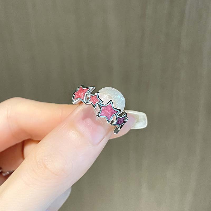 Vintage Irregular Cross Star Open Ring for Women Men Punk Gothic Sliver Color Adjustable Couple Rings Y2K Egirl Zircon Gift