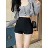Black High Waist Elastic Shorts - Trendy Autumn 2023 Women’s Casual Wear