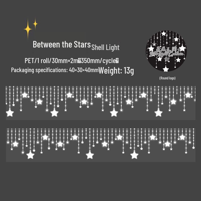 Wunderschönes Tag Washi Tape: Stern & Muschel Licht Serie - DIY Journal Dekorationssticker (6 Designs)