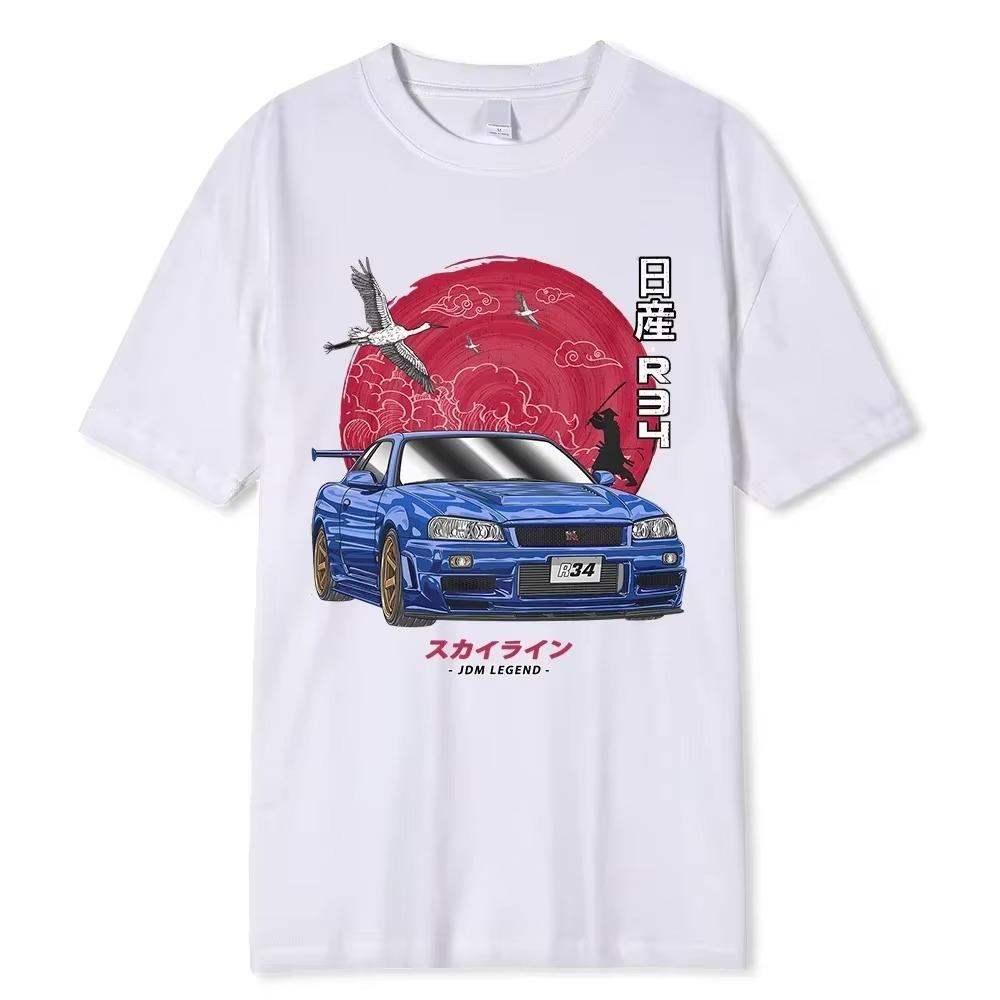 Cotton Initial D T Shirt Men Women Harajuku Aesthetic Oversize T-Shirt Funny JDM  Car Tshirjavascript:t Skyline R34 Tee Shirt