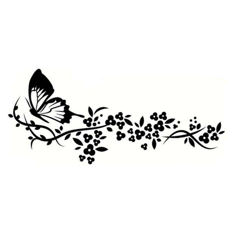 2~5PCS Flying Butterfly Flower Car Decal Water-resistant Car Door Window Sticker Decor High Stickiness Car-Styling Vinyl