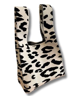Leopard Print Mini Mini Tote Small Knit [Liberte555] Bag, Bag, Ladies' Bag, Bag, (leopard Print)