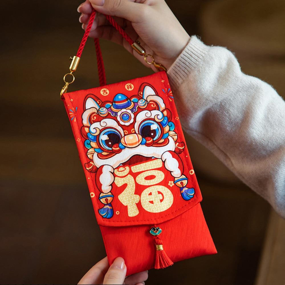 Chinese New Year 2025 Red Pocket Spring Festival Lucky Red Pockets Fabric Red Envelop  New Year