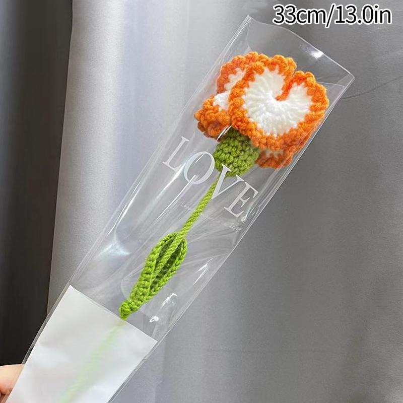 Simulated Crochet Tulips Carnations Red Roses DIY Handmade Flower Bouquets Birthday Gifts Wedding Souvenirs Mother Teacher's Day