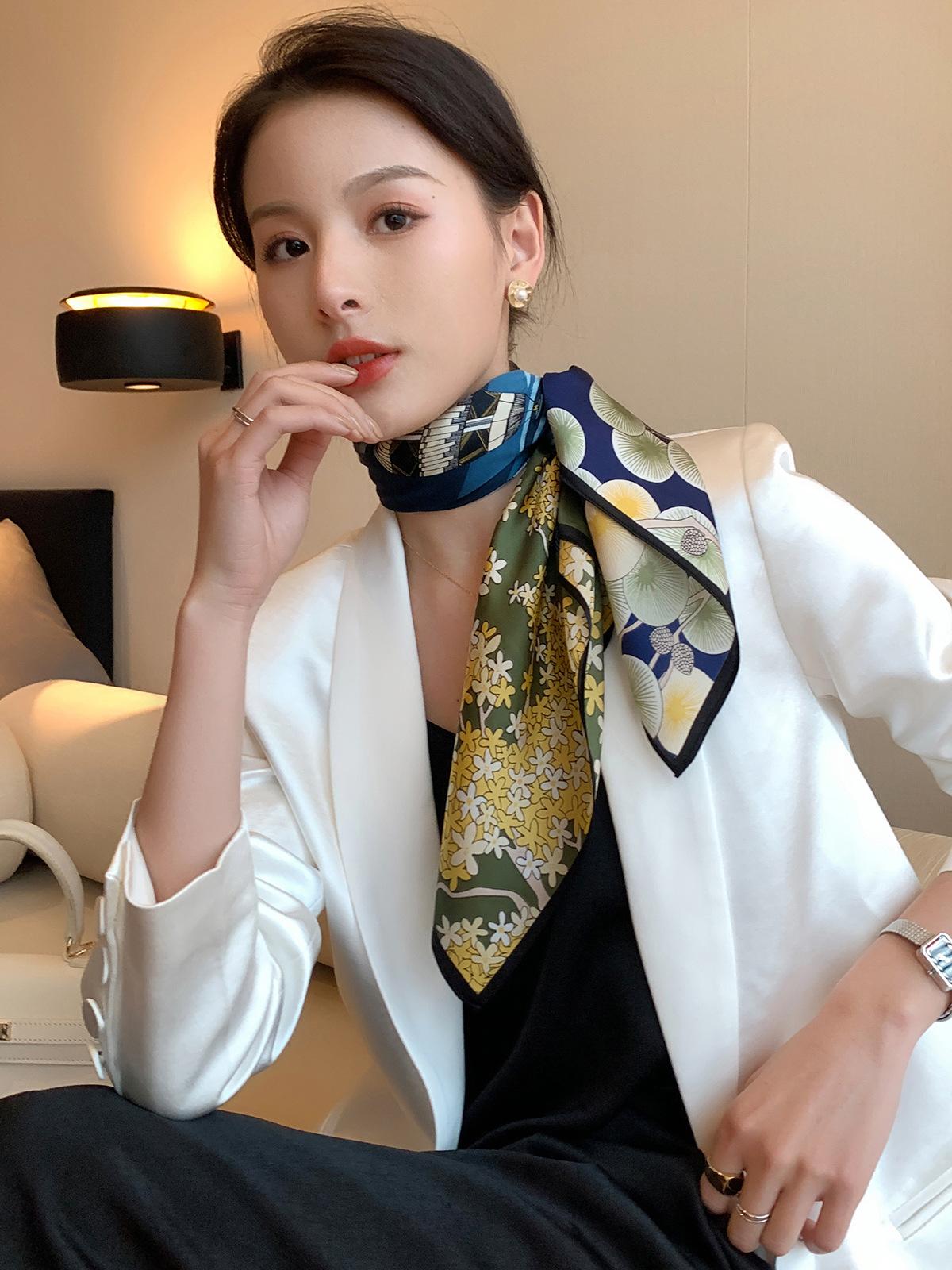 

88 см Роскошный Шарф Шелковая Бандана Женские Квадратные Шарфы Накидка Тутовый Модный Ободок Хиджаб Шали Фуляр Головной Платок Real Silk 90x90cm