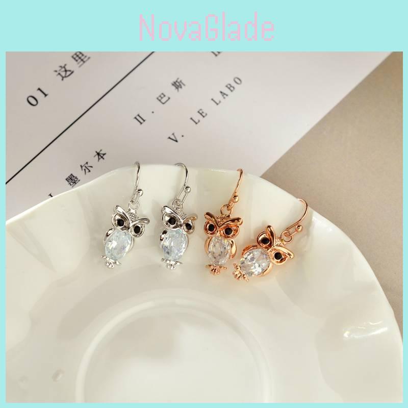 Charmante Roségold Zirkonia Eulen Ohrringe für Damen Stilvolles Vielseitiges Tierdesign