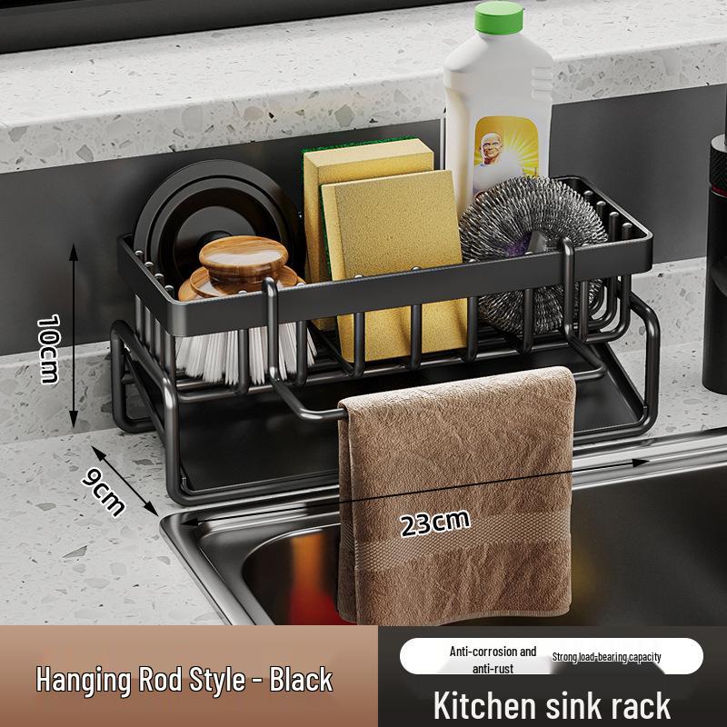No-Drill Kitchen Sink Organizer: Dishcloth, Sponge & Scouring Pad Holder