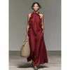 Holiday Ruffle Edge Neck Sleeveless Dress Women's Summer Loose and Thin Long Dress Women's Clothing