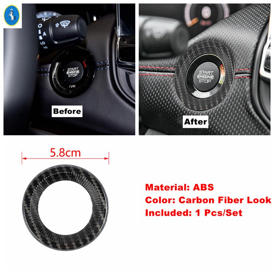 For Jeep Compass - Carbon Fiber Interior Gear Box / Engine Push / Glass Lift Button / Air AC Control Panel Cover Trim