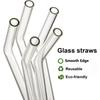 8Pcs Glass Straw Reusable Drinking Straw Borosilicate Glass Tube Straws for Drinks Cocktail with Cleaning Brush Bar Accessories
