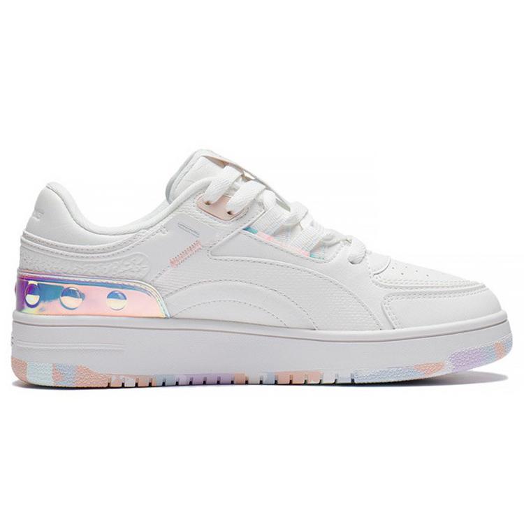 Li Ning Lightweight Abrasion Resistant Low top Skateboard Shoes Women's Mist White AGCS248-1