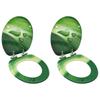 Day and Night - Day and Night Toilet Seat Cover Soft Closing 2 Pcs MDF Green Water Drop Design