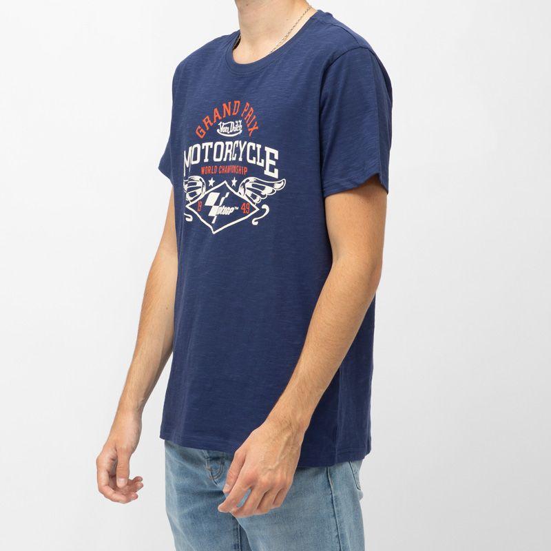 Tee shirt bleu marine coton logo Grand Prix moto gp world championship Homme VON DUTCH