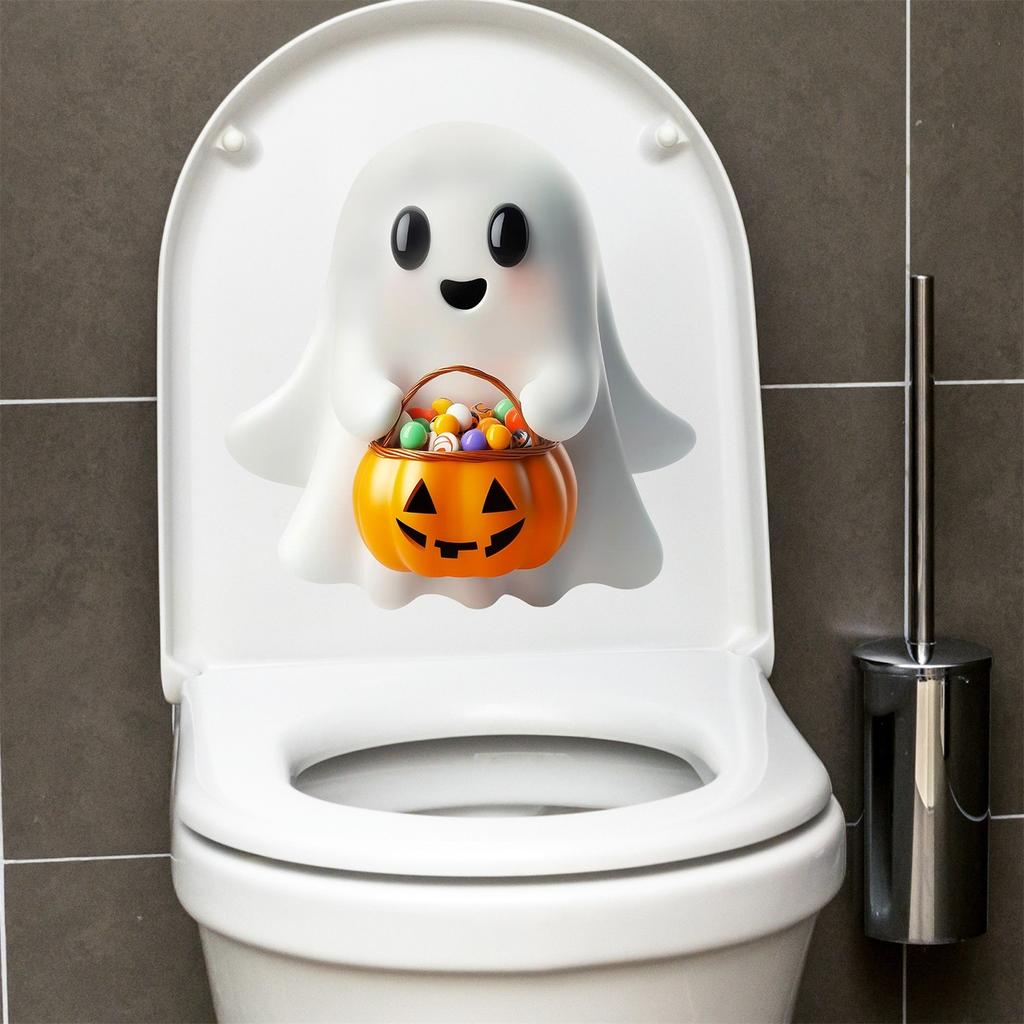 Halloween Cartoon Candy Pumpkin Toilet Sticker, Bathroom And Home Decoration Wall Sticker