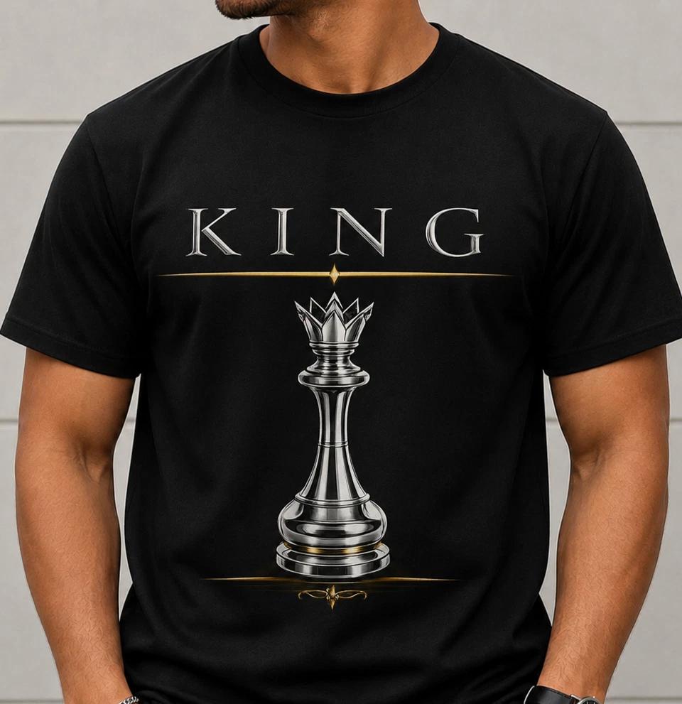 Chess King Piece Graphic T -Shirt Luxury Streetwear Tee M