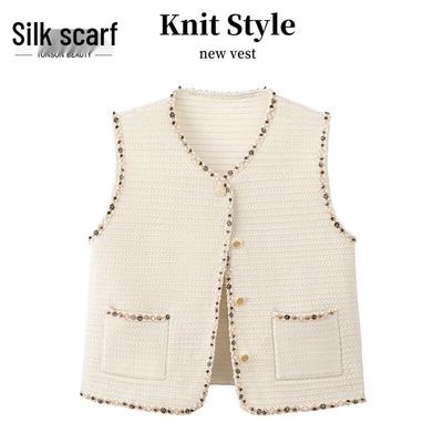 Elegante Damen Strickweste mit einreihiger Knopfleiste