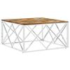  Coffee Table, Silver, Stainless Steel and Solid Reclaimed Wood