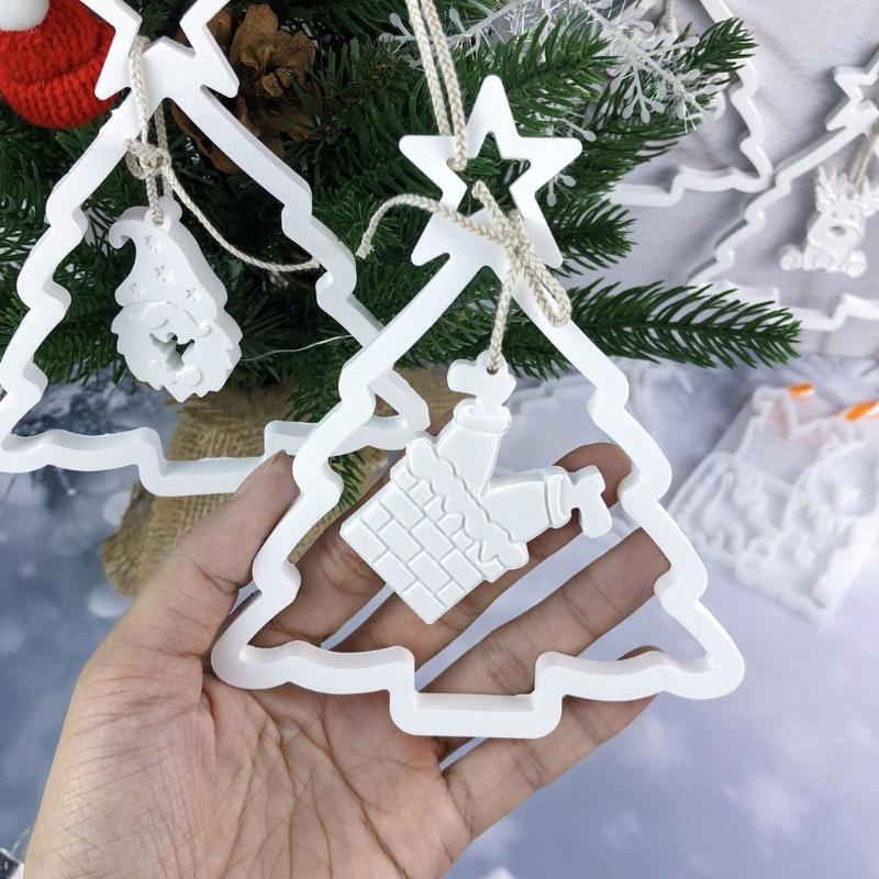 Set of 2 Festival Silicone Casting Moulds Earring Moulds Hand-Making Supplies for Christmas Decorations Easy to Use