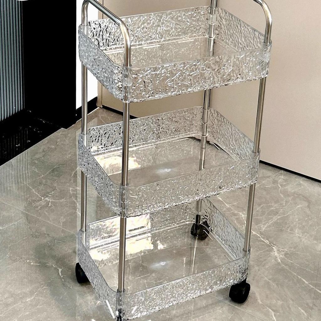 Acrylwagen, Nachttisch, Badezimmer stehend, Mobiles Badezimmer, Lagerregal, Multifunktionale mehrschichtige Snacks