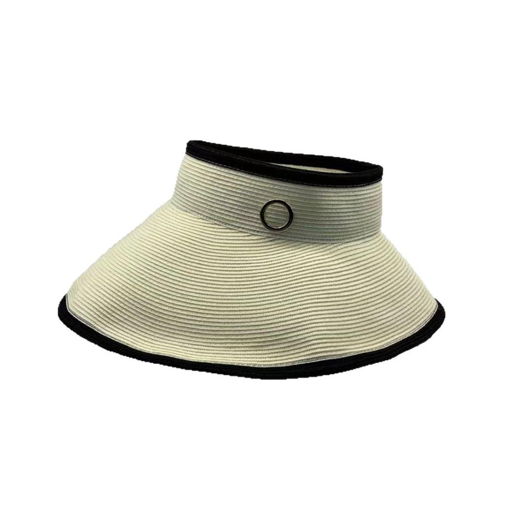 High Quality Celebrity Style Summer Sun Protection Visor Female Empty Top Straw Hat Beach Outing Big Brim Straw Hat Foldable