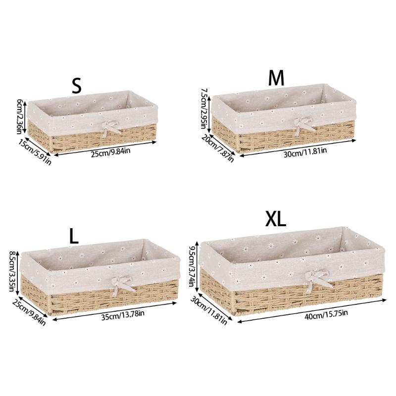 Cesto decorativo per ingresso Cesto portaoggetti intrecciato Scatola organizer per giocattoli cosmetici libri piccoli oggetti Cestino in corda di carta intrecciata