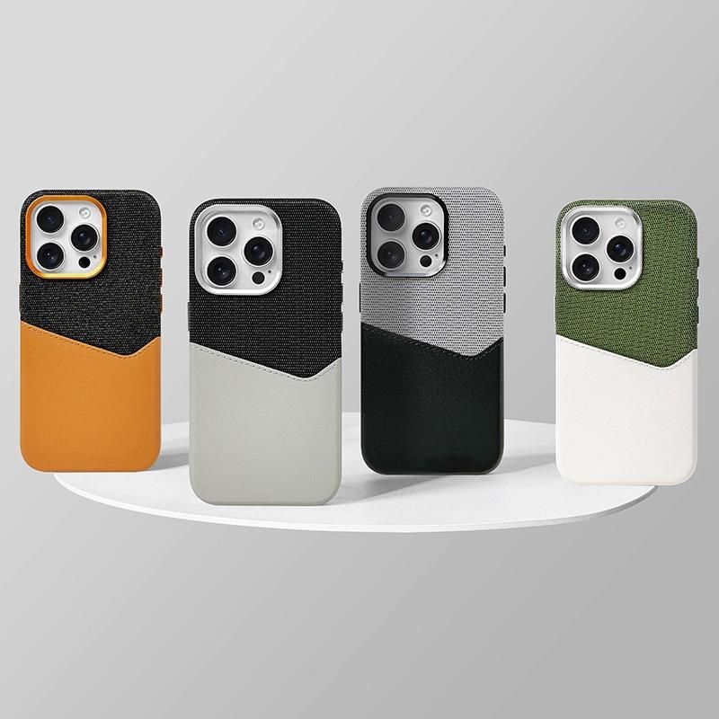 Kartensteckplatz Halter Leinen Leder MagSafe Handyhülle Für iPhone 16 15 14 13 17 Pro Max Magnetisches Kabelloses Laden Stoßfeste Hülle