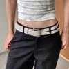 Leather Belt Male Female Fashion Pu Material Double Row Buckle Street Style For Casual Wear