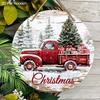 Hölzliches Weihnachtsschild mit klassischem rotem Pickup-Truck-Muster, warmes winterliches Weihnachtsornament zur Dekoration für Haustür/Wand, ideale Weihnachtsdekoration