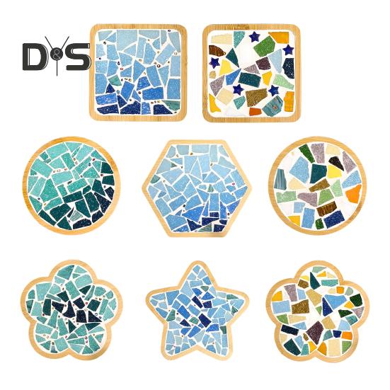 Mosaic Craft Coaster Making Kit for Adults DIY Glass Mosaic Tiles Kits Ceramic Art Bulk Materials Package for Women Kid Seniors Handmade Gifts