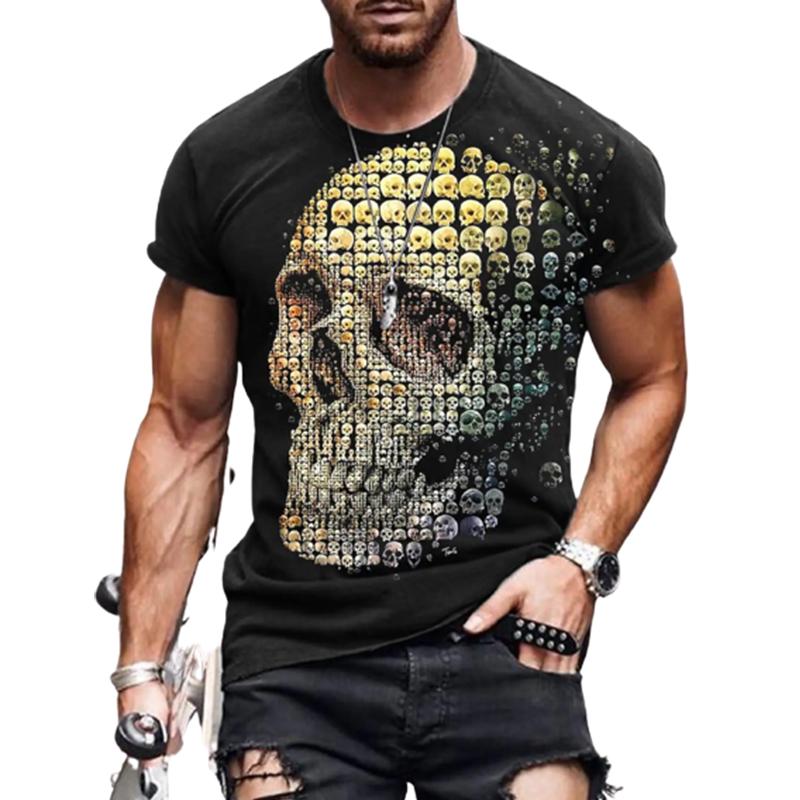 

Новая летняя мужская модная футболка, мужская футболка с принтом золотого черепа, топ 8XL жёлтый