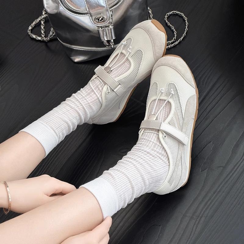 Ballet retro style niche Dexun Mary Jane women's shoes 2025 summer thin breathable mesh versatile lightweight board shoes